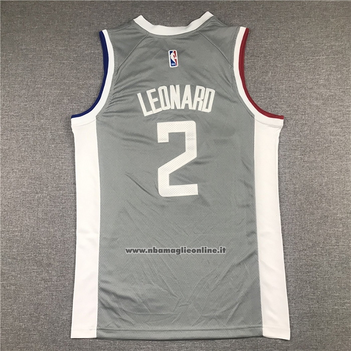 Maglia Los Angeles Clippers Kawhi Leonard #2 Earned 2020-21 Grigio